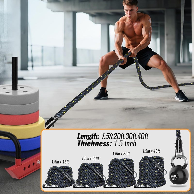 DAJOUJS Weight Workout Sled Pulling Rope - 1.5 Inch x 15FT Heavy Duty Workout Sled Pull Rope for Tire Pulling, Football Training - Fitness Resistance Exercise Equipment for Men & Women - Image 3
